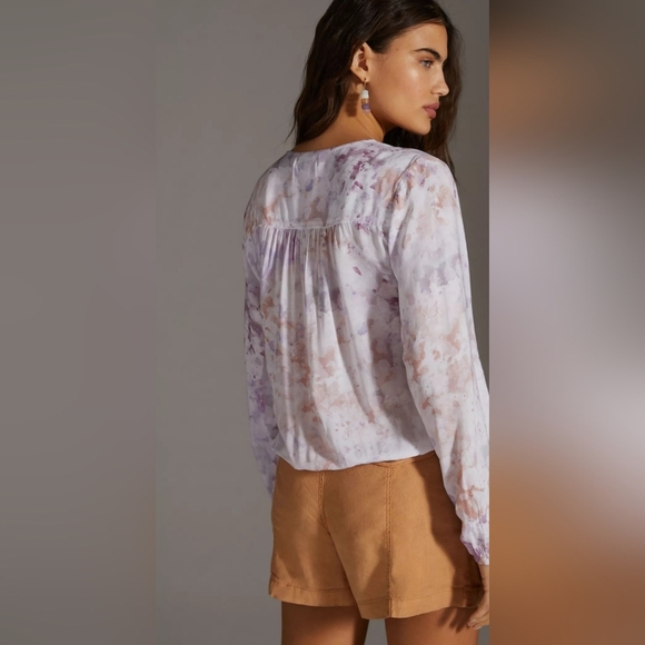 Anthropologie Cloth & Stone Splatter Print V-Neck LS Blouse Sz S EUC - Picture 11 of 13